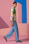 Nautanky_Multi Color Satin Bomber Jacket And Pant Set _Online_at_Aza_Fashions