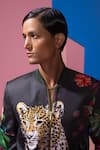 Nautanky_Multi Color Satin Embroidery Floral Print Bomber Jacket And Pant Set _Online_at_Aza_Fashions