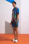 Nautanky_Blue Cotton, Linen Mediterranean Shirt And Shorts Set _Online_at_Aza_Fashions