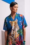 Shop_Nautanky_Blue Cotton, Linen Mediterranean Shirt And Shorts Set _Online_at_Aza_Fashions