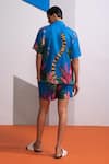 Shop_Nautanky_Blue Cotton, Linen Mediterranean Shirt And Shorts Set _at_Aza_Fashions