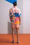 Shop_Nautanky_Pink Cotton, Linen Cosmic Scape Shirt And Shorts Set _at_Aza_Fashions