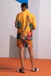 Shop_Nautanky_Mustard Cotton, Linen Feral Flora Shirt And Shorts Set _at_Aza_Fashions