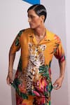 Buy_Nautanky_Mustard Cotton, Linen Feral Flora Shirt And Shorts Set _Online_at_Aza_Fashions