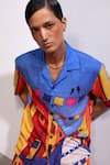 Nautanky_Multi Color Cotton, Linen China Town Shirt With Shorts _at_Aza_Fashions