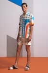 Buy_Nautanky_Beige Cotton, Linen Dome Gateway Shirt And Shorts Set _at_Aza_Fashions
