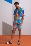 Buy_Nautanky_Blue Cotton, Linen Lemons And Boats Shirt With Shorts Set _at_Aza_Fashions
