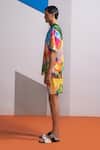 Nautanky_Yellow Cotton, Linen Multicolor Shirt And Shorts Set _Online_at_Aza_Fashions