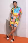 Buy_Nautanky_Yellow Cotton, Linen Multicolor Shirt And Shorts Set _at_Aza_Fashions