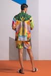 Shop_Nautanky_Yellow Cotton, Linen Multicolor Shirt And Shorts Set _at_Aza_Fashions