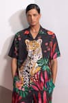 Shop_Nautanky_Multi Color Cotton, Linen Charcoal Feral Flora Shirt And Shorts Set _Online_at_Aza_Fashions