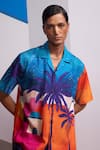 Shop_Nautanky_Multi Color Cotton, Linen Moonkissed Tropics Shirt And Shorts Set _Online_at_Aza_Fashions