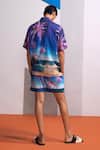 Shop_Nautanky_Blue Cotton, Linen Seafoam Stardust Shirt And Shorts Set _at_Aza_Fashions