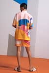 Shop_Nautanky_Pink Cotton, Linen Cosmic City Printed Shirt And Shorts Set _at_Aza_Fashions