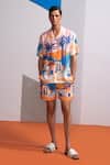 Buy_Nautanky_Pink Cotton, Linen Cosmic City Printed Shirt And Shorts Set _at_Aza_Fashions