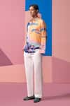 Nautanky_Orange Cotton, Linen Designer Lighthouse Full Sleeve Shirt _Online_at_Aza_Fashions