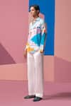 Nautanky_Blue Cotton, Linen, Satin Designer Ice Full Sleeve Shirt _Online_at_Aza_Fashions