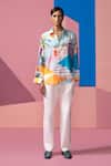 Buy_Nautanky_Blue Cotton, Linen, Satin Designer Ice Full Sleeve Shirt _at_Aza_Fashions