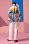 Shop_Nautanky_Blue Cotton, Linen, Satin Sunset Safari Full Sleeve Shirt _at_Aza_Fashions