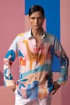 Buy_Nautanky_Blue Cotton, Linen, Satin Sunset Safari Full Sleeve Shirt _at_Aza_Fashions