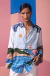 Buy_Nautanky_Blue Cotton, Linen, Satin Embroidery Designer Full Sleeve Shirt _at_Aza_Fashions