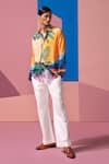 Shop_Nautanky_Orange Cotton, Linen, Satin Sunset Full Sleeve Shirt _Online_at_Aza_Fashions