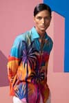 Nautanky_Multi Color Cotton, Linen, Satin Sunlight In The Desert Full Sleeve Shirt _at_Aza_Fashions