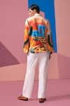 Shop_Nautanky_Peach Cotton, Linen, Satin Desert Print Full Sleeve Shirt _at_Aza_Fashions