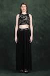 Buy_LABEL IVISH_Black Net Embroidery, Sequins Round Neck Hand Cape Set _Online_at_Aza_Fashions