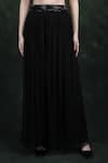 Shop_LABEL IVISH_Black Net Embroidery, Sequins Round Neck Hand Cape Set _Online_at_Aza_Fashions