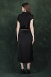 Shop_LABEL IVISH_Black Satin Collared Midi Dress With Golden Belt _at_Aza_Fashions