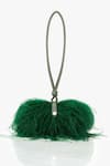 Outhouse_Green Feathered Designer Clutch _Online_at_Aza_Fashions