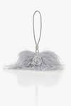 Outhouse_Silver Feathers Designer Grey Clutch _Online_at_Aza_Fashions