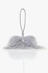 Buy_Outhouse_Silver Feathers Designer Grey Clutch _Online_at_Aza_Fashions