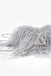 Outhouse_Silver Feathers Designer Grey Clutch _at_Aza_Fashions