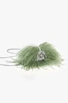 Shop_Outhouse_Green Rhinestones Jade Designer Feather Clutch _Online_at_Aza_Fashions