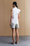 Shop_Mellowdrama_White Cotton Collared Zipper Frill Shirt _at_Aza_Fashions