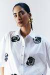 Buy_Mellowdrama_White Cotton Embroidery Collared Embellished Boxy Shirt _Online_at_Aza_Fashions