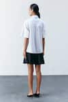 Mellowdrama_White Cotton Collared Weave Work Boxy Shirt _Online_at_Aza_Fashions