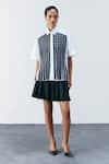 Buy_Mellowdrama_White Cotton Collared Weave Work Boxy Shirt _Online_at_Aza_Fashions