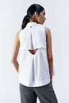 Mellowdrama_White Cotton Embroidery Collared Feather Embellished Shirt _Online_at_Aza_Fashions