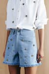 Shop_Mellowdrama_White Cotton Beads Collared Embellished Shirt _Online_at_Aza_Fashions