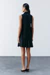 Mellowdrama_Black Cotton Embroidery Collared Floral Embellished Shirt Dress _Online_at_Aza_Fashions