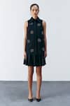 Shop_Mellowdrama_Black Cotton Embroidery Collared Floral Embellished Shirt Dress _Online_at_Aza_Fashions