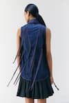 Mellowdrama_Blue Cotton Fringe Collared Denim Shirt _Online_at_Aza_Fashions