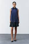 Buy_Mellowdrama_Blue Cotton Fringe Collared Denim Shirt _Online_at_Aza_Fashions