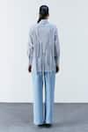 Mellowdrama_Blue Cotton Fringe Collared Lurex Stripe Shirt _Online_at_Aza_Fashions