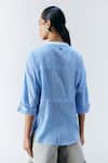 Mellowdrama_Blue Cotton Studs Round Neck Sunray Studded Stripe Top _Online_at_Aza_Fashions