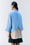 Mellowdrama_Blue Cotton Collared Dual Stripe Embellished Shirt _Online_at_Aza_Fashions
