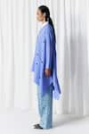 Shop_Mellowdrama_Blue Cotton Embroidery Collared Asymmetric Stripe Studded Shirt _Online_at_Aza_Fashions